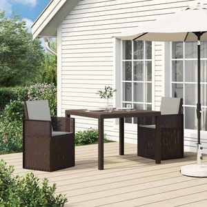 vidaXL Scaune de Dining pentru Grădină 2 pcs Maro și gri deschis PP imagine