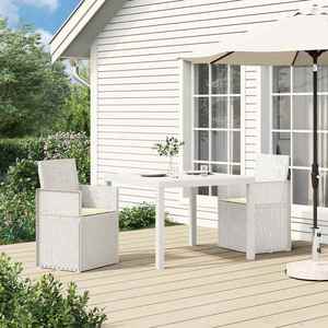 vidaXL Scaune de Dining pentru Grădină 2 pcs Alb și crem PP imagine