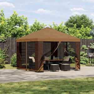 vidaXL Foișor 3 x 3 m Bej Poliester și oțel 190 gsm imagine