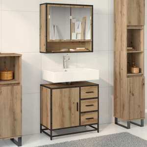 vidaXL Dulap de Baie Stejar Artizanal 65 x 33 x 60 cm Lemn compozit imagine
