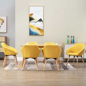 vidaXL Scaune de sufragerie, 6 buc., galben, material textil imagine