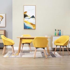 vidaXL Scaune de bucătărie, 4 buc., galben, material textil imagine