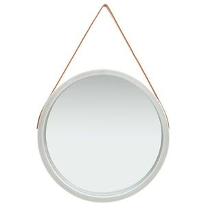 vidaXL Oglindă de perete cu o curea, 60 cm, argintiu imagine