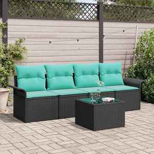 vidaXL Set de canapea cu pernă 5 pcs Negru poliratan imagine