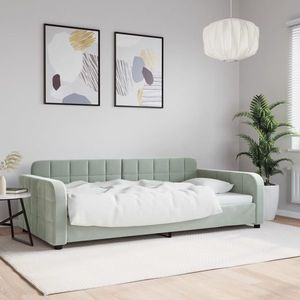 vidaXL Cadru de pat, gri deschis, 100x190 cm, catifea imagine