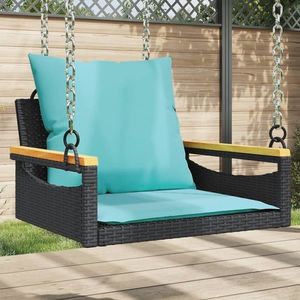 vidaXL Bancă de balansoar cu perne, negru, 63x62x40 cm, poliratan imagine