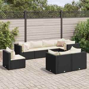 vidaXL Set mobilier de grădină cu perne, 8 piese, negru, poliratan imagine