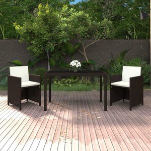 vidaXL Set mobilier de grădină cu perne, 3 piese, maro, poliratan imagine