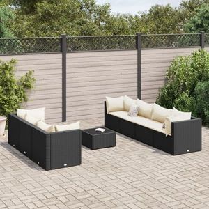 vidaXL Set mobilier de grădină cu perne, 8 piese, negru, poliratan imagine