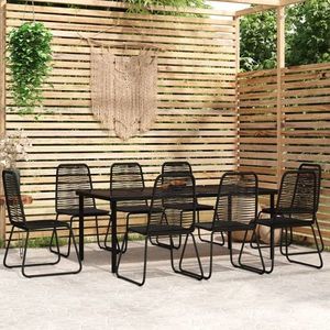 vidaXL Set de mobilier pentru grădină, 9 piese, negru imagine