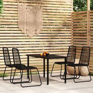 vidaXL Set de servit masa pentru grădină, 5 piese, negru imagine