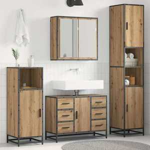 vidaXL Set de mobilier pentru baie cu sertar 4 pcs Stejar Artizanal imagine