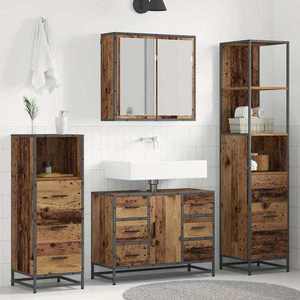 vidaXL Set de mobilier pentru baie 3 pcs Lemn Vechi Lemn compozit imagine