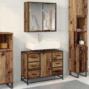 vidaXL Set de mobilier pentru baie 2 pcs Lemn Vechi Lemn compozit imagine