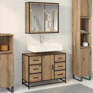 vidaXL Set de mobilier pentru baie cu sertar 2 pcs Stejar Artizanal imagine