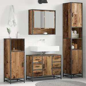 vidaXL Set de mobilier pentru baie 3 pcs Lemn Vechi Lemn compozit imagine