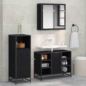 vidaXL Set de mobilier pentru baie 3 pcs Lemn Vechi Lemn compozit imagine