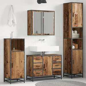 vidaXL Set de mobilier pentru baie 3 pcs Lemn Vechi Lemn compozit imagine