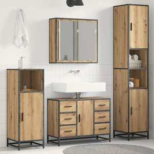 vidaXL Set de mobilier pentru baie cu sertar 3 pcs Stejar Artizanal imagine