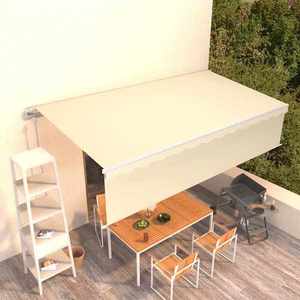 vidaXL Copertină retractabilă manual cu stor, crem, 6x3 m imagine