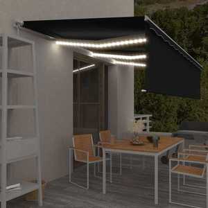 vidaXL Copertină retractabilă manual cu stor&LED, antracit, 6x3 m imagine