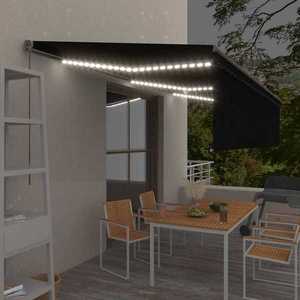 vidaXL Copertină retractabilă manual cu stor&LED, antracit, 6x3 m imagine