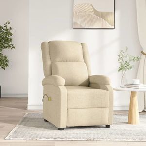 vidaXL Fotoliu de masaj electric rabatabil, crem, textil imagine