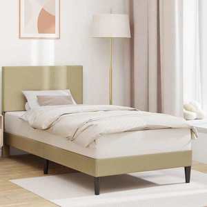 vidaXL Cadru de pat cu headboard Verde deschis gri 90 x 200 cm imagine