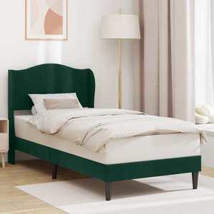 vidaXL Cadru de pat cu headboard Verde închis 90 x 190 cm Catifea imagine