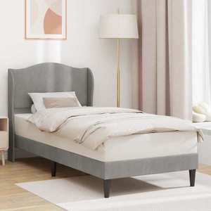 vidaXL Cadru de pat cu headboard Gri deschis 100 x 200 cm Catifea imagine