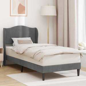 vidaXL Cadru de pat cu headboard Gri închis 100 x 200 cm Catifea imagine