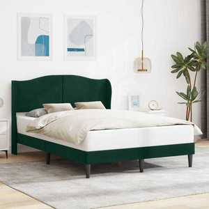 vidaXL Cadru de pat cu headboard Verde închis 140 x 200 cm Catifea imagine