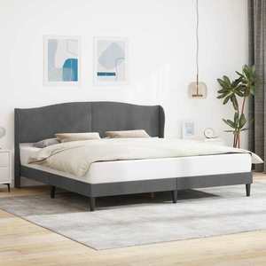 vidaXL Cadru de pat cu headboard Gri închis 180 x 200 cm Catifea imagine