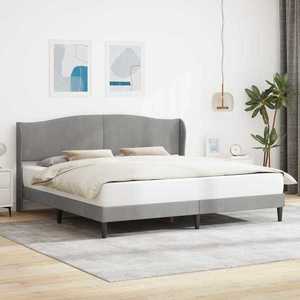 vidaXL Cadru de pat cu headboard Gri deschis 200 x 200 cm Catifea imagine