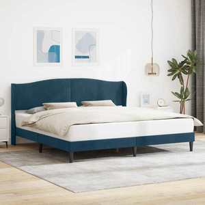 vidaXL Cadru de pat cu headboard albastru 200 x 200 cm Catifea imagine