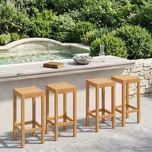 vidaXL Scaun de bar 4 pcs Maro Lemn solid de tec imagine