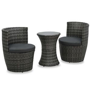 vidaXL Set mobilier bistro grădină 3 piese, negru, poliratan și sticlă imagine