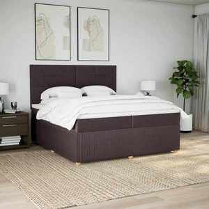 vidaXL Pat box spring cu saltea, maro închis, 200x200 cm, textil imagine