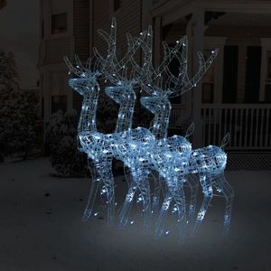 vidaXL Decorațiuni reni de Crăciun, 3 buc., alb rece, 120 cm, acril imagine