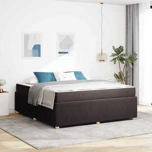 vidaXL Cadru de pat cu saltea Maro închis 180 x 200 cm țesătură imagine