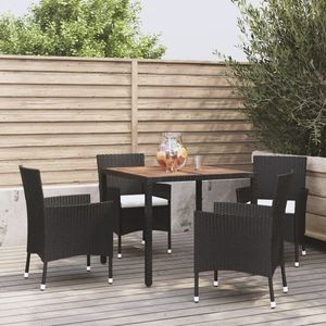 vidaXL Set mobilier de grădină cu perne, 5 piese, negru, poliratan imagine
