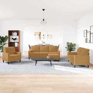 vidaXL Set de canapele cu perne, 4 piese, maro, catifea imagine