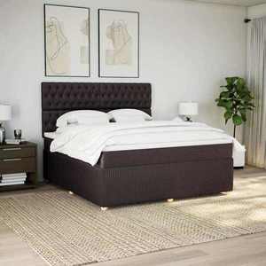 vidaXL Pat continental cu saltea maro închis 180x200cm material textil imagine