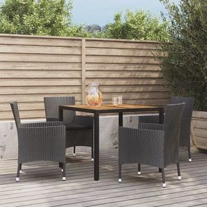 vidaXL Set mobilier de grădină cu perne, 5 piese, negru, poliratan imagine