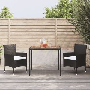 vidaXL Set mobilier de grădină cu perne, 3 piese, negru, poliratan imagine