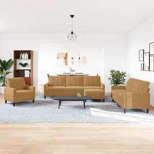 vidaXL Set de canapele cu perne, 4 piese, maro, catifea imagine