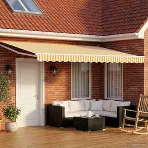 vidaXL Copertină retractabilă Galben și alb 4 x 2 m imagine