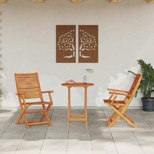 vidaXL Set Bistro Pliabil 3 pcs Maro Lemn Solid de Acacia imagine