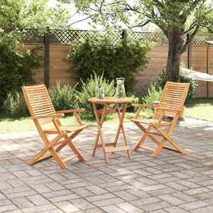 vidaXL Set Bistro Pliabil 3 pcs Maro Lemn Solid de Acacia imagine