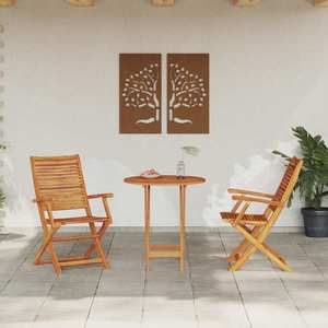 vidaXL Set Bistro Pliabil 3 pcs Maro Lemn Solid de Acacia imagine